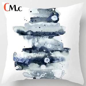 수유쿠션블루 톤 스타일 인쇄 사각형 베개 커버 자동차 소파 쿠션 장식 홈 보헤미안 던지기 40x40cm