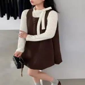 원피스 빈티지 세트 민소매 정장세트 가을겨울도트 여성패션 꽃봉오리 스트랩 DL4