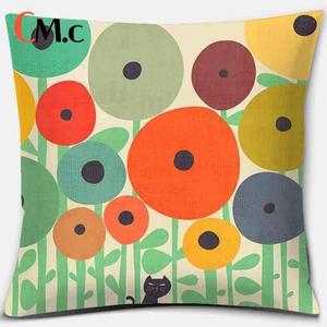 수유쿠션추상 다채로운 야생화 산 기하학적 사각형 베개 커버 홈 인테리어 자동차 소파 쿠션 (45cm *