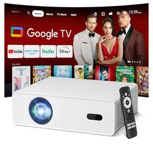 XENPONAD 4K 스마트 프로젝터, 구글 TV 1000 ANSI 루멘스 오토 포커스 키스톤 보정 WiFi 블루투스 휴대용 홈 시어터 야외 침실 영화용 네이티브 1080P 풀