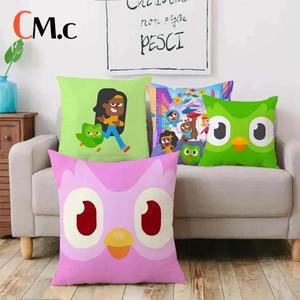 수유쿠션Duolingos 베개 커버 만화 소파 장식 홈 양면 인쇄 짧은 플러시 귀여운 쿠션