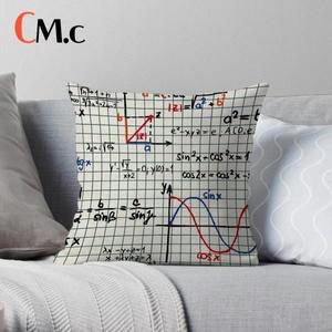 수유쿠션수학 물리학 계산 일러스트 쿠션 커버, 플러시 베개 거실 소파 자동차 홈 데코