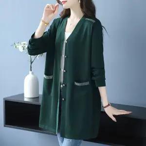 여친 니트 춘추 롱가디건 카디건 중기장 빅사이즈 쿨링 겉옷 원픽3