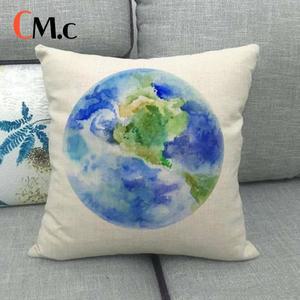 수유쿠션심플 컬러 페인팅 플래닛 시리즈 디지털 프린팅 숏 플러시 베개 커버 (자동차, 소파, 사무실 쿠션
