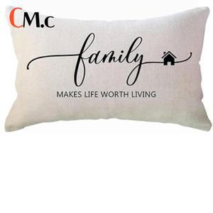 수유쿠션감동적인 속담: 허리 포옹 베갯잇, 믿음의 집 장식 농가 쿠션 커버, 소파, 30x50cm