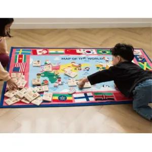 초등 남자 아이방 바닥깔개 국기교구 만국기 세계지도매트 남아방 유치원 가정용