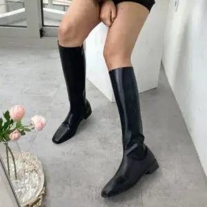 와이드롱부츠 데일리 각코 옆지퍼 일자핏 플랫굽 여성 롱부츠 4fY