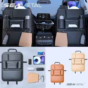 호환  씨메탈 자동차 좌석 등받이 보관 가방 업그레이드 된 5 포켓 PU 가죽 자동차 정리함 후크 티슈 거치