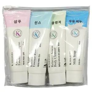 바디클렌져 샴푸 린스 우유비누 간편 여행용 4종세트