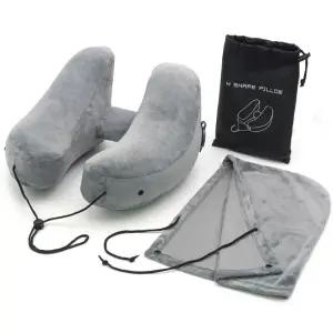 휴대용 여행용 비행기 기내용 차량용 에어 목베개 쿠션 H형 그레이