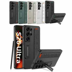 갤럭시 s26 울트라 카본 카메라보호 스탠드 가죽 핸드 스트랩 슬림 하드 핸드폰 케이스