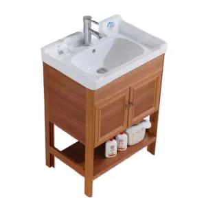 화장실 싱크대 우드 개수대 씽크대 세면대 세트 욕실 베란다 사무실 세라믹 수납 공간