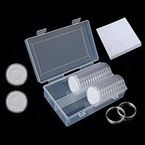 침대밑수납함 내부 쿠션이 있는 50개 41mm 동전 캡슐 상자 플라스틱 보관 보호 케이스