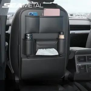 호환  씨메탈 멀티 포켓 자동차 정리함 올인원 시트 백 백 PU 가죽 안티 킥 매트 티슈 후크 병 홀더
