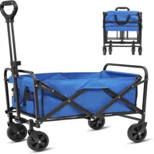 모래를 위한 큰 바퀴가 달린 조밀포 비치 웨건 접이식 모든 지형 유틸리티 카트 브레이크로 접을 수 있는