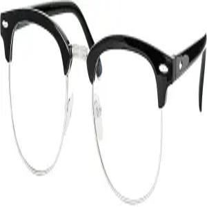 스켈리틴 클리어 렌즈 코스튬 안경 - 성인 및 용 비처방 뿔 테두리 가짜 클럽