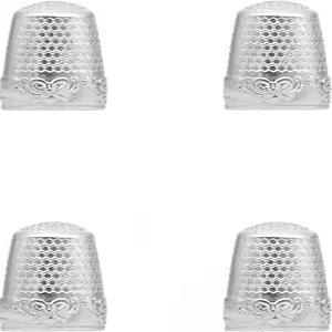 베피스 4피스 스테인리스 스틸 재봉 상단 바늘 손가락 보호대 DIY 손 도구 세트(실버 화이트)