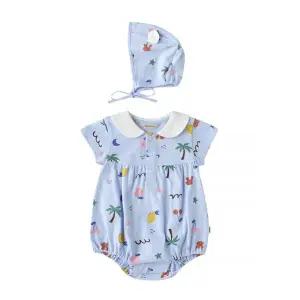 [M밍크뮤D] 26SS (BL)썸머아일랜드SET바디슈트 모자보넷세트 3631360401 출산준비물/신생아선물/배내수트/