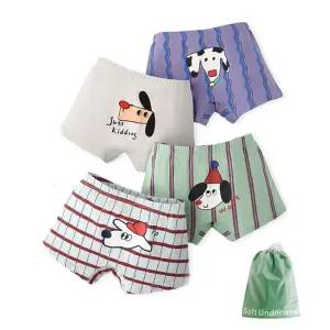 귀달이 멍뭉이 남아 사각팬티 4매+더스트백(N202)