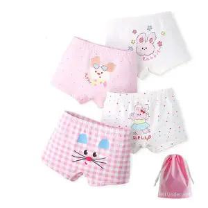 헬로우토끼 여아 사각팬티 4매+더스트백(N203)