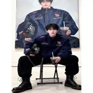 샤오원샵 봄 가을 남성용 검정 키작남 바람막이 점퍼 자수 재킷 라벨 후드 탈부착 레이싱 슈트 꾹3