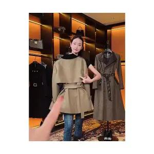 여친 스커트 A라인 카키색 트렌치코트 봄가을 카리스마 스트링 코트 숏원템3