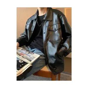 코아픽샵 남사친 PU 멋스러운 항공 자켓 가죽 점퍼 키작남 봄가을 코트 꾹3