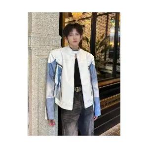 코아픽샵 남성용 길거리매트 점퍼 키작남 차이나카라 재킷 봄가을 항공 PU가죽 레더 꾹3