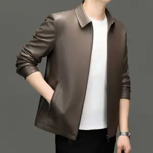 코아픽샵 남사친 캐주얼 가을 가죽자켓 점퍼 터틀넥 키작남 레더자켓 아우터 항공 꾹3