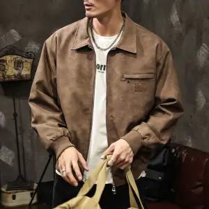 코아픽샵 남자 빈티지 코트 키작남 점퍼 봄가을 루즈핏 재킷 항공 PU가죽 라이더 꾹3