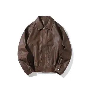 코아픽샵 남친 빈티지 가을 키작남 자켓 항공 점퍼 라이더 루즈핏 PU가죽 패션 코트 꾹3