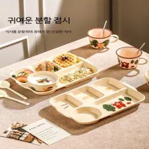 식판세트 세트1 디저트식판세트 실버라인 흡착식판 주방용품 가정용식판 동물 우드 도토리 흡착 식판 스텐