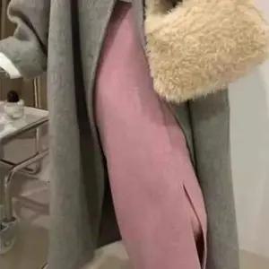 여성용 핑크 울 롱스커트 가을 겨울 니트 슬릿 중장기장 핑크 S