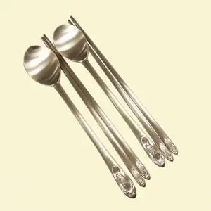 장수거북 조각 방짜유기 놋수저 2인 세트 예단 선물용 숟가락 젓가락