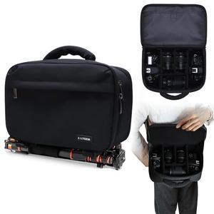 캐논 / 소니 니콘 DSLR 카메라와 호환되는 LTGEM 카메라 가방, 여행용 슬링백 양면 개방, 삼각대 스트랩, 어깨 스트랩 및 6 디바이더(블랙) 포함