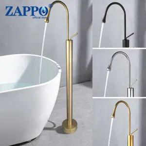 호환 ZAPPO 독립형 욕조 필러 핸드 헬드 스프레이가없는 싱글 핸들 욕조 싱글 레버 황동 믹서 탭 브러시 골
