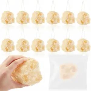 아셀레직 미니 내추럴 루파 스펀지 24개 여행용 파우치 12개 포함 2인치 싱글 랩 이집트 목욕 바디 페이스