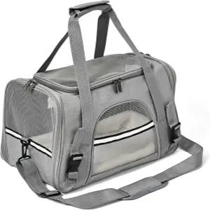 수리헤지 강아지 고양이 캐리어 소프트 최대 16파운드 TSA 항공사 승인 여행용 접이식 자동차 메쉬 백 17.5
