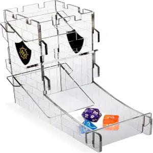 테이블탑 RPG 게임을 위한 주사위 타워와 트레이 강화 - 캐슬 타워 디자인의 휴대용 롤러 한 번에 최대