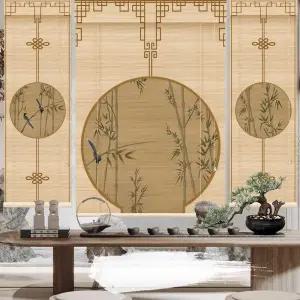 산수화 블라인드 파티션 카페 중식당 커튼 수채화