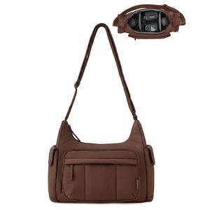 사진작가용 퍼피 카메라 슬링백 2 in 1, 포켓이 있는 데일리 숄더 크로스바디 백 DSLR/미러리스, 커피 브라운