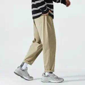 슬램덩크 바지 남자 면 캐주얼 가을 일자 통 스트링 HO3