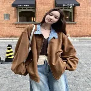 슬램덩크 남사친 가을 캐주얼 빈티지 남녀 체크 점퍼 코트 재킷 바람막이 세무 HO3