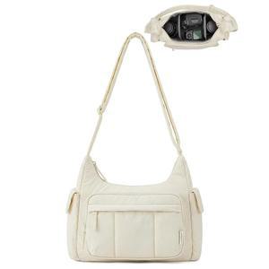 사진작가용 퍼피 카메라 슬링백 2 in 1, 포켓이 있는 데일리 숄더 크로스바디 백 DSLR / 미러리스, 라이트 베이지