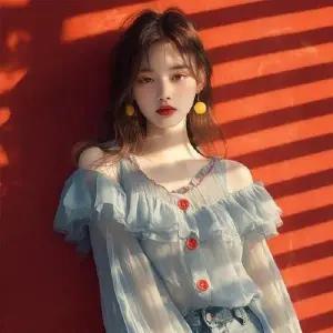 앤트맨 여자 봄가을 슬림핏 블라우스 쉬폰 오프숄더 귀걸이 OPH3