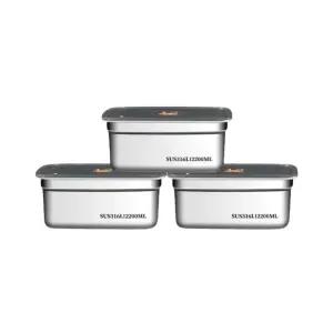 스텐316 스텐 밧드 스틸 트레이 직사각 도시락통 냉장고용 2200mlx3