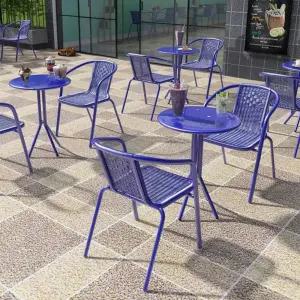 야외 원형 테이블 세트 철제 테라스 라탄 의자 탁자 정원