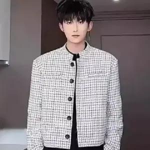 픽호샵 남성용 쇼트 키작남 봄가을 패드 정장 재킷 상의 체크 코트 항공 점퍼 꾹3