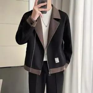 픽호샵 남친 가을 캐주얼 키작남 정장 재킷 칼라 배색 코트 꾹3