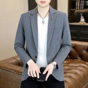 픽호샵 남성 키작남 정장 자켓 사계절 스트라이프 원버튼 양복 아우터 톱 꾹1